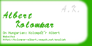 albert kolompar business card